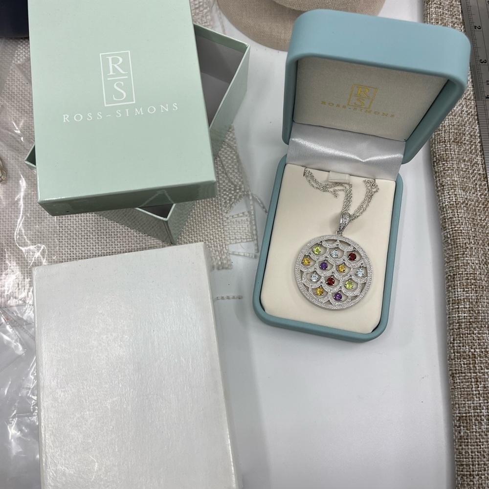 Ross-Simons Sterling Silver Multi-Gemstone Necklace – Vintage Statement Piece - Picture 15 of 17